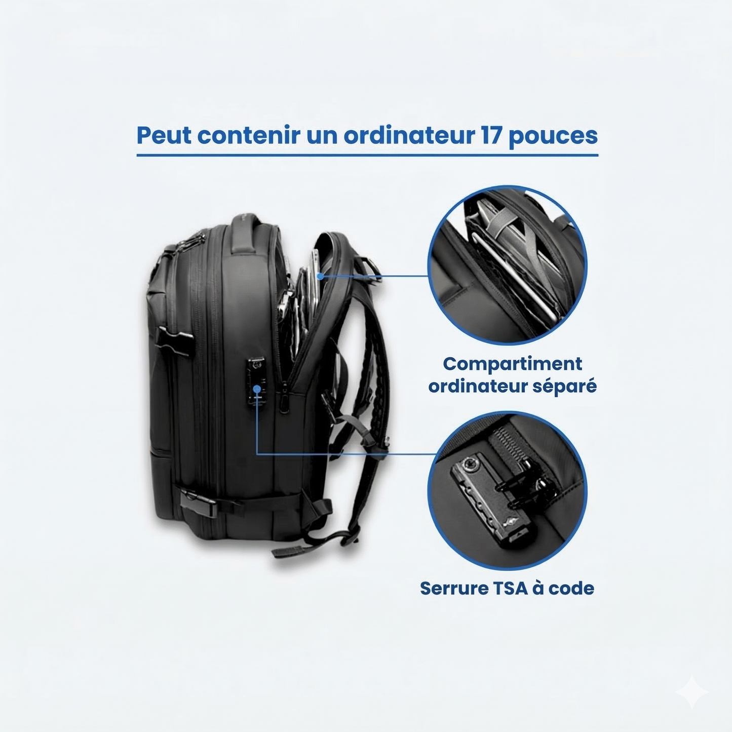 Sac à Dos Voyage avec Compression Sous Vide – Format Cabine 30-55L
